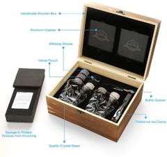 Conjunto de pedras e óculos Whisky, cubo de gelo de granito para whisky