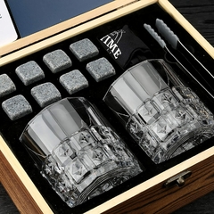 Conjunto de pedras e óculos Whisky, cubo de gelo de granito para whisky - world wine