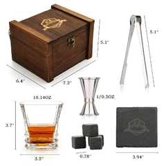 Imagem do Conjunto de pedras e óculos Whisky, cubo de gelo de granito para whisky