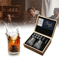 Imagem do Conjunto de pedras e óculos Whisky, cubo de gelo de granito para whisky