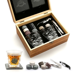 Conjunto de pedras e óculos Whisky, cubo de gelo de granito para whisky
