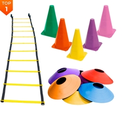 Kit Funcional agilidade - Escada Nylon + 5 Pratos + 5 Cones P/ Treinamento Funcional - Colorido