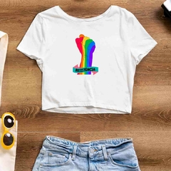 Imagem do Cropped Mão da Resistência - ORGULHO - Branco - Preto - LGBT