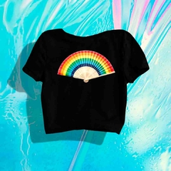 Cropped Leque - Bandeira Orgulho - Branco - Preto - LGBT