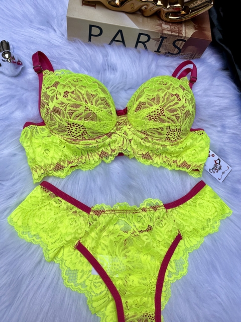 Conjunto Premium Com Renda Nicoly Verde Neon