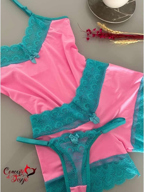 Trio Baby Doll Intimate com Renda