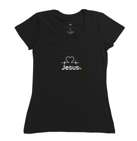 Camiseta Feminina Moda evangelica Estammpada Jesus Batimento Cardiaco