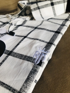 CAMISA MANGA LONGA SLIM FIT QUADRICULADA BRANCO/PRETO - loja online