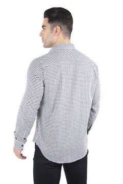 CAMISA SOCIAL SLIM FIT XADREZ MINI AZUL NOITE/BRANCO na internet