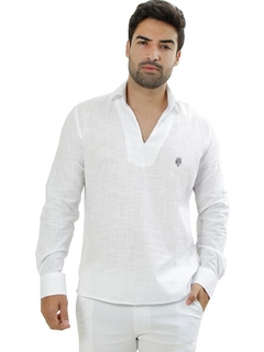 BATA MASCULINA MANGA LONGA FLAMÊ LEVE BRANCO