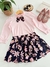 Conjunto Infantil Blusa Rosa e Saia Preta Flores GrowUp - comprar online