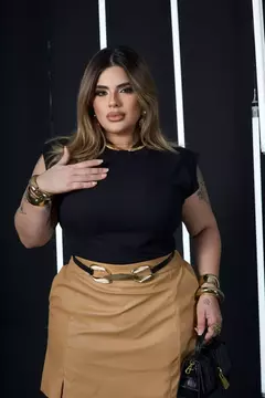 BLUSA EM CANELADINHO SUEDE PLUS SIZE - loja online