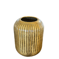 Vaso de Metal Colunas Dourado Boca Fina Indiano