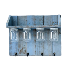 Porta Temperos e Porta Chaves Artesanal em Madeira Azul