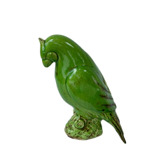 Escultura Cacatua em Cerâmica Verde