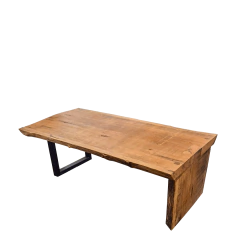 Mesa de Centro em Prancha com 1 Pé Metálico e outro de Madeira 1,25x0,62m