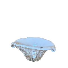Vaso de Vidro Canoa Bege Tipo Murano Aberto Pequeno
