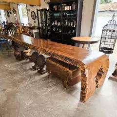 Mesa de Jantar Cascata em Cumaru Tora com pé de ferro 4,60x1,20 na internet