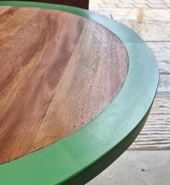 Mesa de Jantar Redonda Verde e Branca em Demolição D 0,90m - loja online