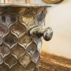 Cachepô Balde de Gelo Inox com Relevos e Alça - loja online