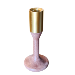 Castiçal Porta Vela em Resina Alto Marrom e Dourado