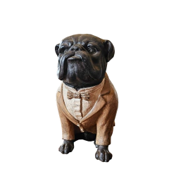 Escultura Decorativa Cachorro Bulldog Marrom em Poliresina