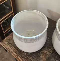 Pote de Cerâmica Branco Argolas para Ornamento Grande - loja online