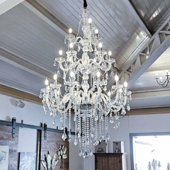 Lustre de Cristal Cromado com Pingentes e 21 Braços