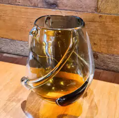 Vaso Decorativo de Vidro Laranja e Fumê com Relevos na internet