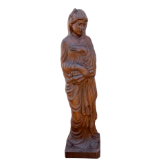 Escultura artesanal do tempo representando o inverno, feita em ferro fundido, disponível na Marcenaria Tiradentes.