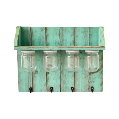 Porta Temperos e Porta Chaves Artesanal em Madeira Verde