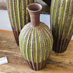 Centro de Mesa Vaso em Cerâmica Cacto Verde e Marrom Baixo na internet