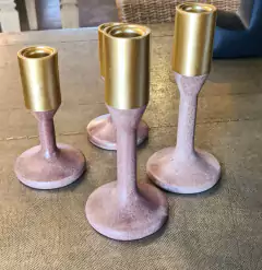 Castiçal Porta Vela em Resina Alto Marrom e Dourado - comprar online