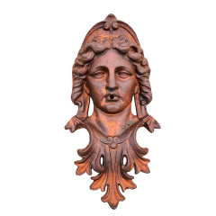 Escultura detalhada de Cara de Índia em ferro fundido da Marcenaria Tiradentes.
