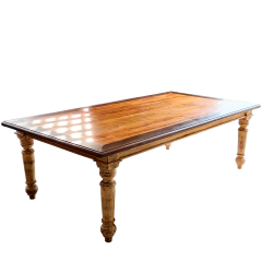 Mesa de Jantar Pés Torneados Pátina Branca e T. Bicolor 2,40 x 1,30
