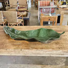 Centro de Mesa Murano Folha Grande Verde Mata Apicuado - Marcenaria Tiradentes - Móveis e Decoração Artesanais de alto padrão