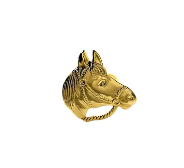Anel cabeça de cavalo folheado a ouro 18k