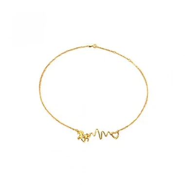 Colar Coração e batimentos folheado a ouro 18k