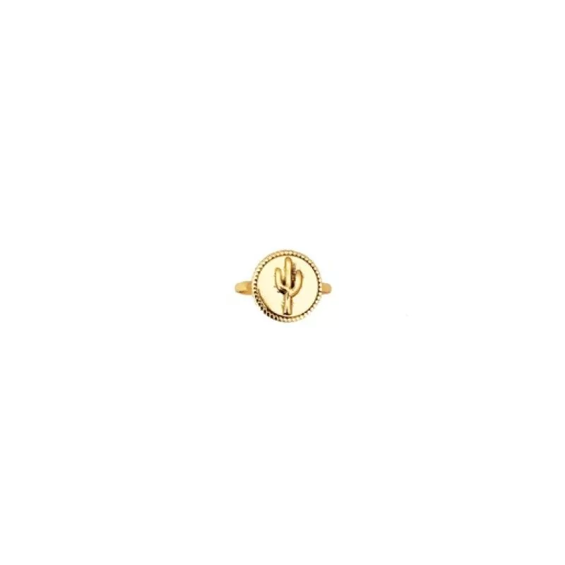 Anel Cactos folheado a ouro 18k