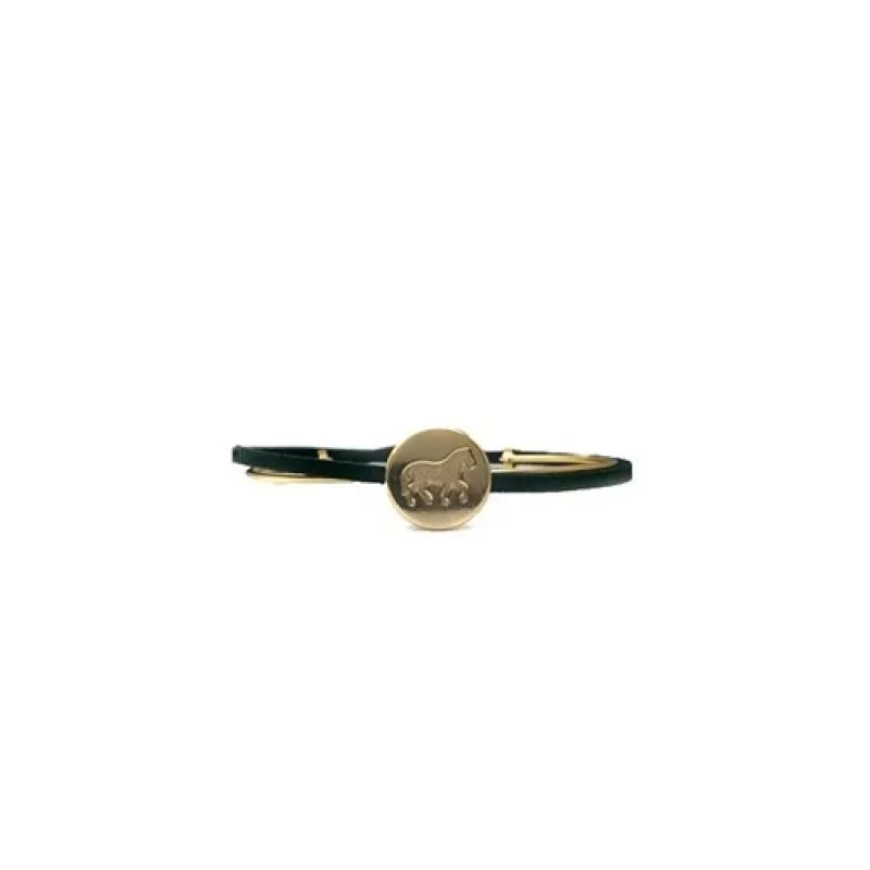 Bracelete Wild West Verde camurça com medalha de cavalo