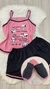 Kit feminino adulto "Pantufa e Baby Doll Algodão Estampado com Alça" - Maria Bonita Pijamas