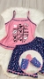 Kit feminino adulto "Pantufa e Baby Doll Algodão Estampado com Alça" - comprar online