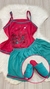 Kit feminino adulto "Pantufa e Baby Doll Algodão Estampado com Alça"