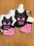 Kit "Mãe e Filha" pijama com blusa regata estampa personagens/ Fenda e lacinho no shorts/ Malha PV Premium