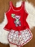 Pijama feminino estampado infantil com blusa regata/ Fenda e lacinho no shorts/ Malha PV Premium - Maria Bonita Pijamas