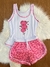 Imagem do Pijama feminino estampado infantil com blusa regata/ Fenda e lacinho no shorts/ Malha PV Premium
