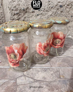 Frascos Amapolas - FLOWER'S Arte en Regalos