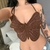 Croped borboleta calças de brim sem costas cinta camis sexy na internet