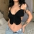Croped borboleta calças de brim sem costas cinta camis sexy - comprar online
