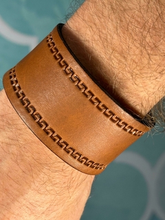 Pulsera de cuero marrón lisa hombre